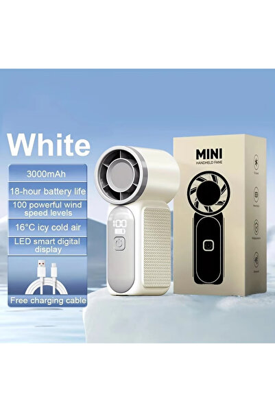 Choice4 White Mini Handheld Fan 3600mAh High-Speed Portable Turbo Pocket Fan ...