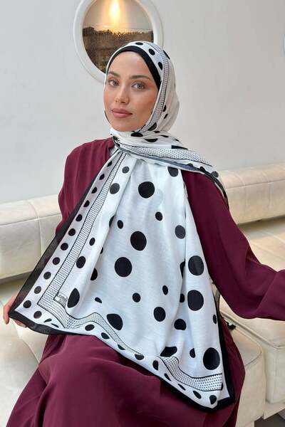 lamelif Polka Dot Pattern Soft Shawl Black White