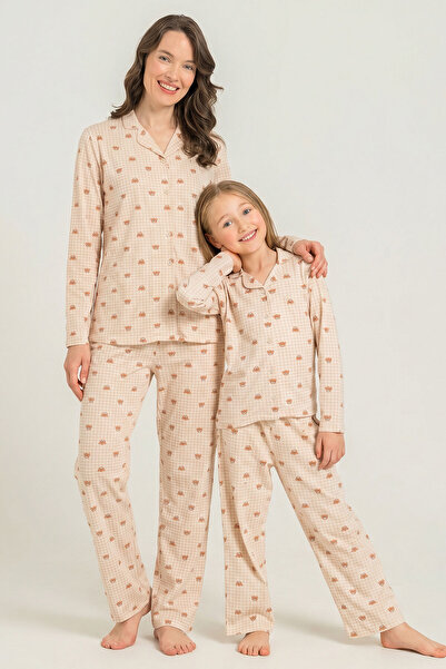 Rolypoly Σετ Πιτζάμες Μαμά και Κόρη Cute Bears Cream Πουκάμισο RP3917-A-V1