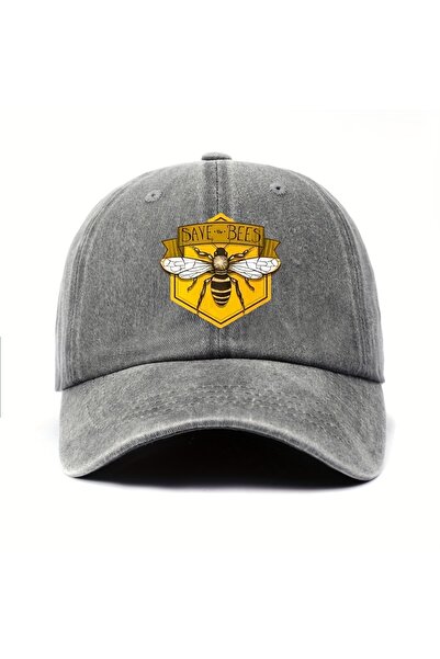 Choice3 Adjustable GRAY Bee print baseball cap with simple design for men and...