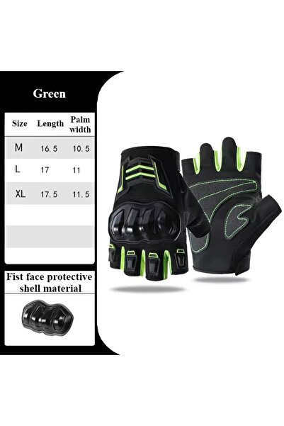 Choice7 L Green Breathable Motorcycle Gloves Half Finger Wear-Resistant Anti-...