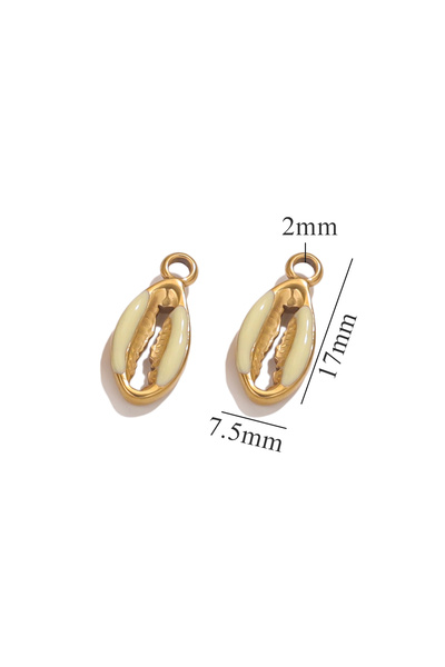Choice Z2463G7 5pcs Stainless Steel Gold Enamel Shell Charms Necklace Pendant...