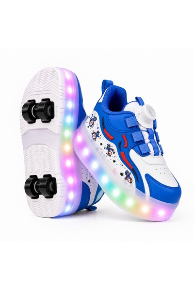 ROCKY SPORT ROCKY Çocuk Saks Mavisi Bağcıklı mekanizmalı LED Işıklı Patenli A...