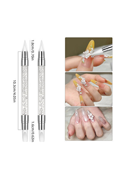 Choice 2PCS 2Pcs/Set Sculpture Dotting Pen Nail Art Silicone Brush Colorful C...