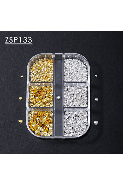 Choice زد إس بي 133 - 6 شبكات من زخارف الأظافر ثلاثية الأبعاد على شكل قلب، رق...