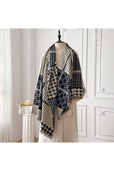 Choice black 2025 Women's Luxury Cashmere Scarf Houndstooth Pattern Warm Pash...