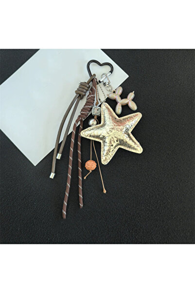 Choice7 gold Multicolor Luxury Flat Keychain Bag pu Leather Five-Pointed Star...