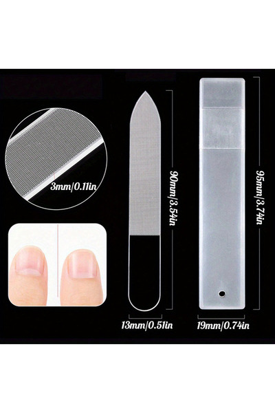 Choice1 Transparent Shape3 3pcs Nano Glass Nail Files Professional Sanding Po...