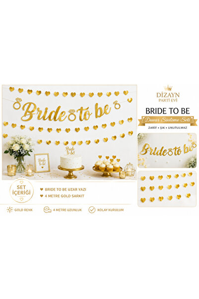 Dizayn Parti Evi Bride To Be Duvar Süsleme Seti – 4 Metre Kalp İpli Sarkıt ve...