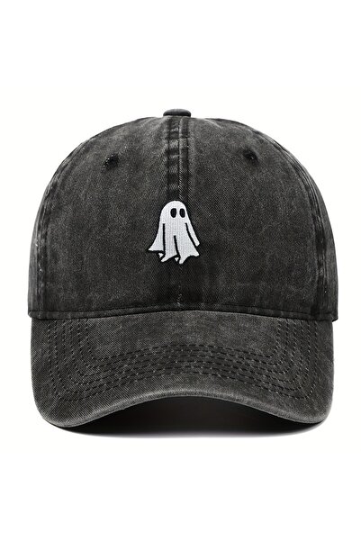 Choice Adjustable black Halloween Embroidered Baseball Hat with Cute Ghost Pa...