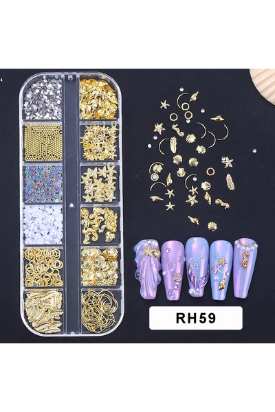Choice RH59 1 Box Mixed 3D Golden Summer Ocean Nail Accessories Shells/Seahor...