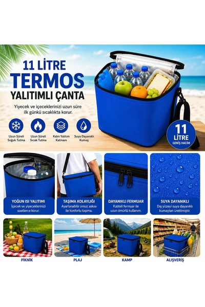 Vip Home Concept Termos Çanta Termal El Çantası Buzluk Piknik Çantası 11 LT S...