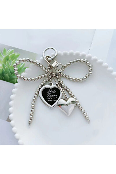 Choice silver Korean Styles Bag Charm Lovely Heart Keychain Backpack Handbag ...