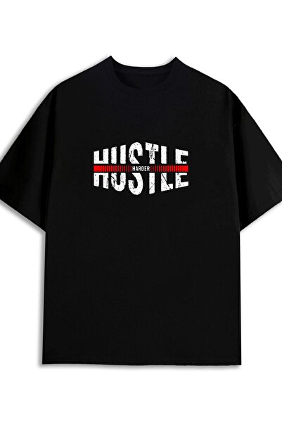 212Wear Hustle Harder Tee, Humorous T-Shirt Women Made of 100%, 180G, in Blac...