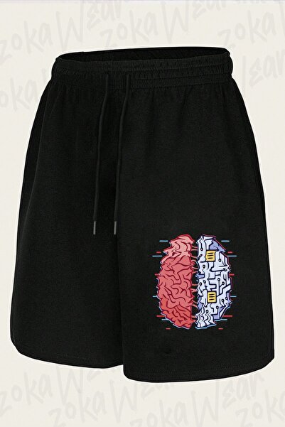 ZOKAWEAR Unisex Minimalist Chip Brain Design Printed Shorts