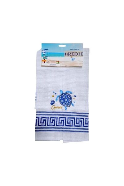 Tradesor Πετσέτα ποτηρόπανο Souvenir με κέντημα - Σετ 12pcs - Greece - 416075