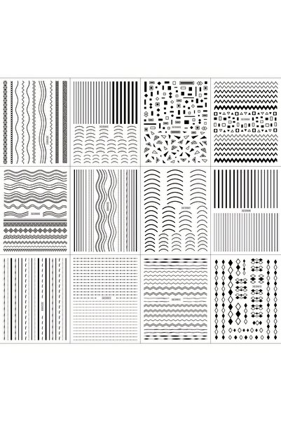 Choice black 12-piece self-adhesive glossy black and white stickers - 3D stri...