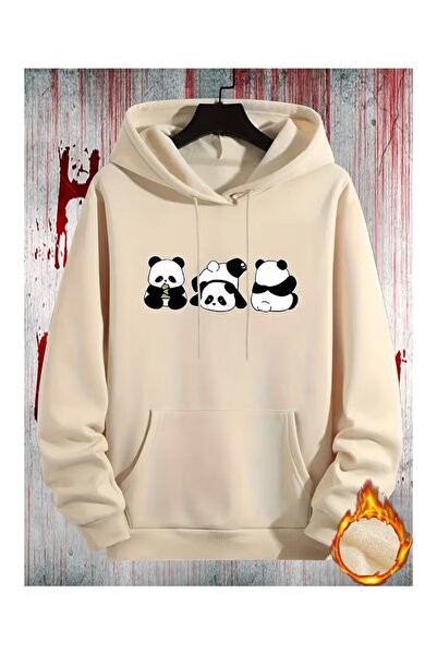 ZİYMO Women's Hooded Printed Relaxed Fit Sweatshirt