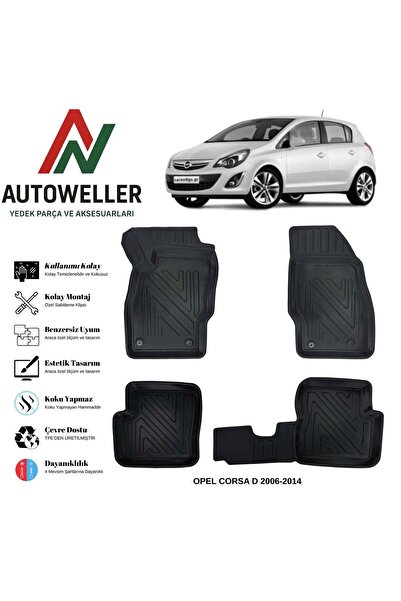 AutoWeller Opel Corsa D 2006-2014 Havuzlu Oto Havuzlu 3D TPE Oto Paspas Takımı