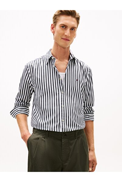 Tommy Hilfiger TH LOGOLU FLEX POPLIN KLASİK GÖMLEK