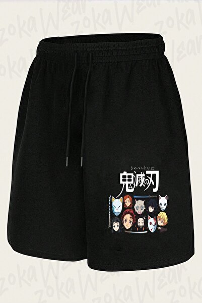ZOKAWEAR Unisex Iblis Keser, Σορτς με στάμπα Demon Slayer Design