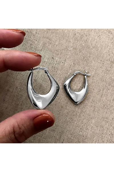 Choice1 E2369 Huitan Geometric Metal Hoop Earrings for Women Gold Color/Silve...