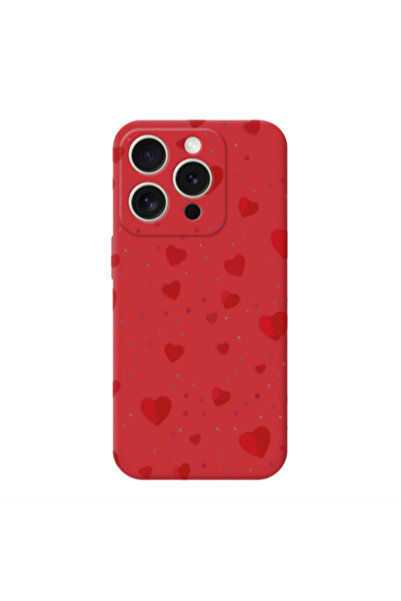 Other Apple Iphone 16 Pro Dot hearts Red Colored Silicone TPU Θήκη