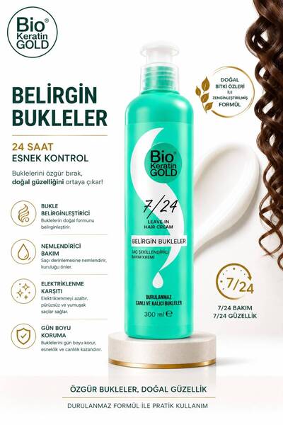 Bio Keratin Gold Bukle Belirginleştirici 7/24 Saç Şekillendirici Bakım Kremi Durulanmaz 300ml