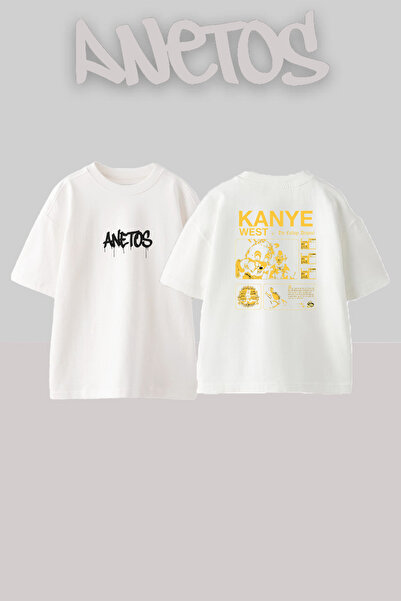 Anetos Kanye West Dropout dizajn, štampana oversize bela majica