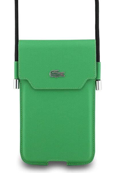 Lacoste Pvc Εμβληματικό Petit Pique Μεταλλικό Λογότυπο Θήκη Τηλεφώνου XL Πράσ...
