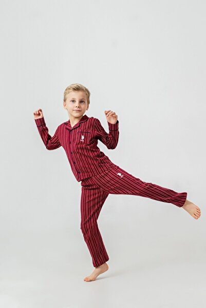 U.S. Polo Assn. Boy's Pajama Set Embroidered Red Long Sleeve Pajama Set Us264...