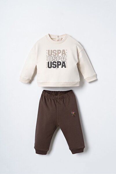 U.S. Polo Assn. طقم بيجامة للأطفال الأولاد بأكمام طويلة وطباعة كريمية USB3180...