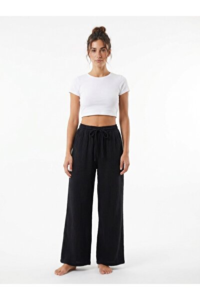 Mulberry Muslin Palazzo Trousers Elastic Waist Comfortable Cut Daily Use Trou...