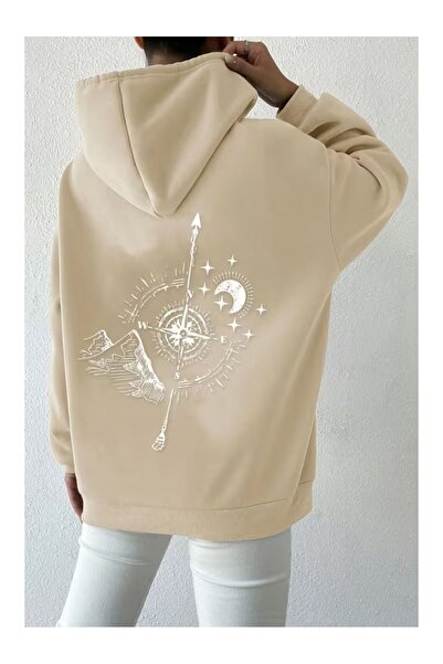 ZİYMO Unisex Hooded Sweatshirt with Back Print and Relaxed Fit