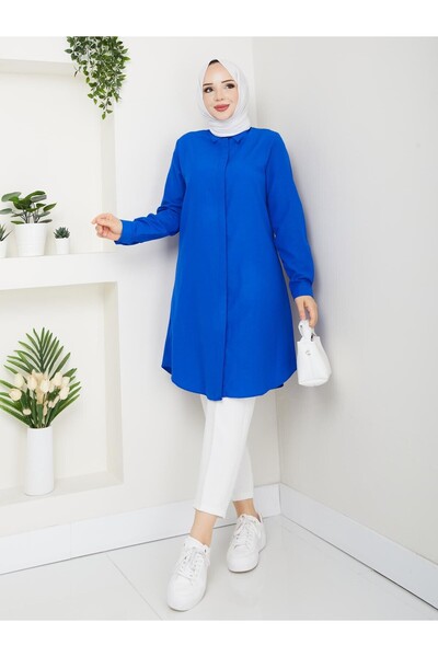 YAZGI MODA YAZGIMODA Uzun Kesim Klasik Gömlek Tunik