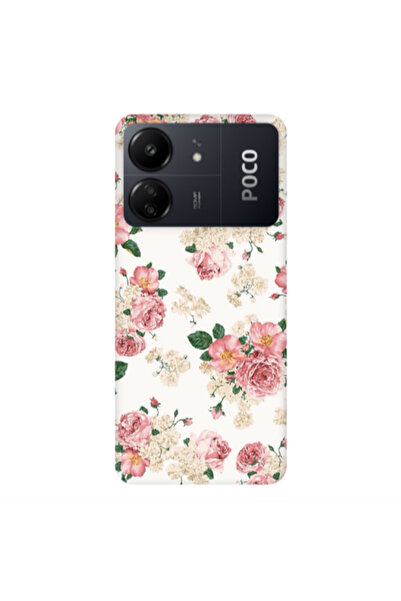 Other Xiaomi Poco C65 Pink Flowers 2 Transparent Silicone TPU Θήκη