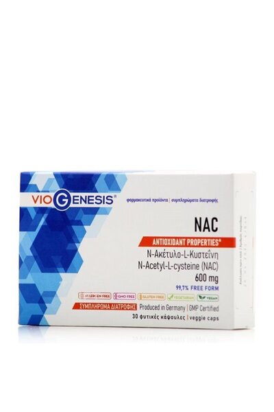 Viogenesis NAC 600mg Συμπλήρωμα διατροφής με N-ακετυλο-L-κυστεΐνη 30 κάψουλες