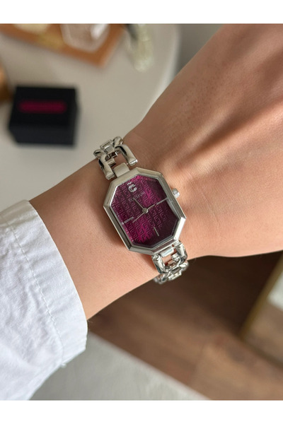 RoseandRoses Cervia Dial Design Chain Cord Women's Wristwatch Silver (Burgund...