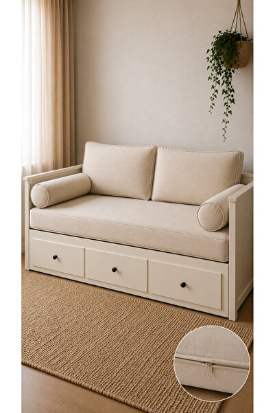 Evimstil Hemnes Uyumlu Divan Kılıf Seti 80x200x24 cm 2 Sırt Minderli 2 Sosis ...