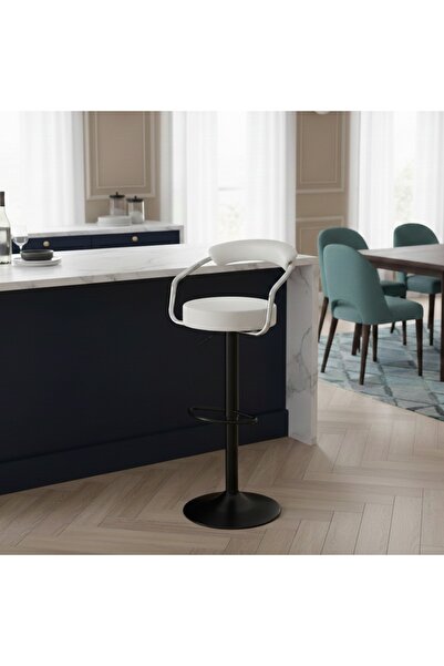 Al Hadaya Mall Modern Leatherette Counter Chair with Luxury Design - White - ...