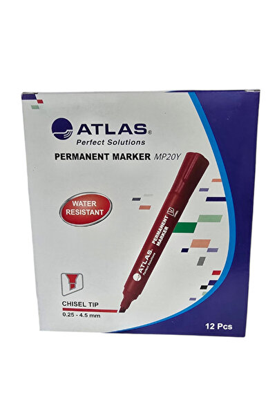 Atlas Permanent Marker, Chisel Tip, Red Ink, Quick-Drying, Water-Resistant, F...