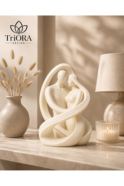 triora Soyut Aşk Dekoratif Biblo | 3D Baskı PLA Modern Çift Heykeli | 16x12 cm
