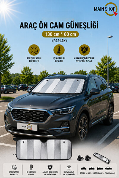MAİN SHOP Suv Car Compatible Car Windshield Sunshade 130X60 cm Glossy - Folda...