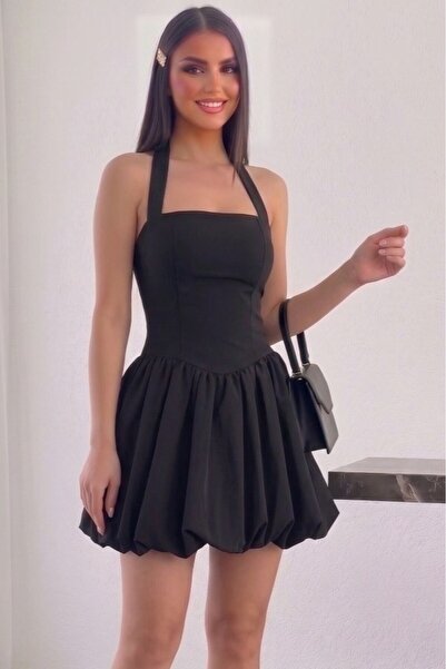 Aysan Moda Women's Evening Dress Halter Neck Mini Dress with Ruffle Hem - Eve...