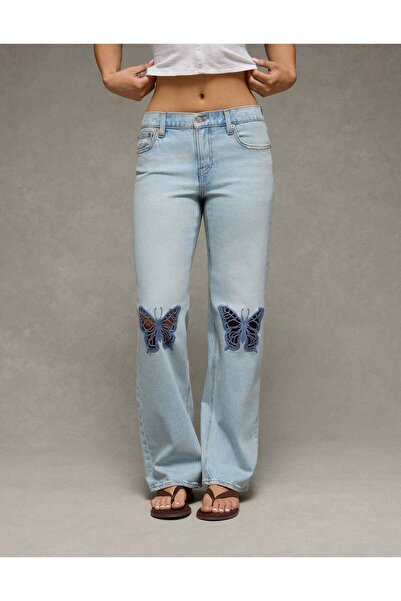 AMERICAN EAGLE AE Stretch Butterfly Appliqué High-Waisted Stovepipe Jean