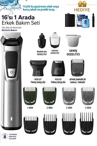 Philips 16'sı 1 Arada Erkek Bakım Seti Saç Sakal Vücut Burun Kulak Tıraş Maki...
