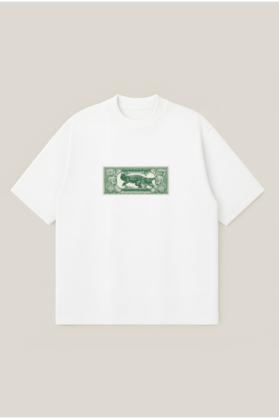 Moon Dancer OW Money Printed Oversize Boxy Cut Unisex 100% Cotton Printed Tsh...