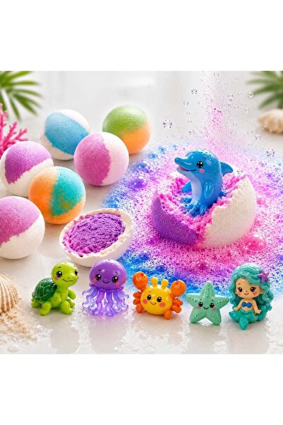 CASA JOY Bombe de baie surpriză Marine, 5 cm, efervescente și parfumate, 60 g...