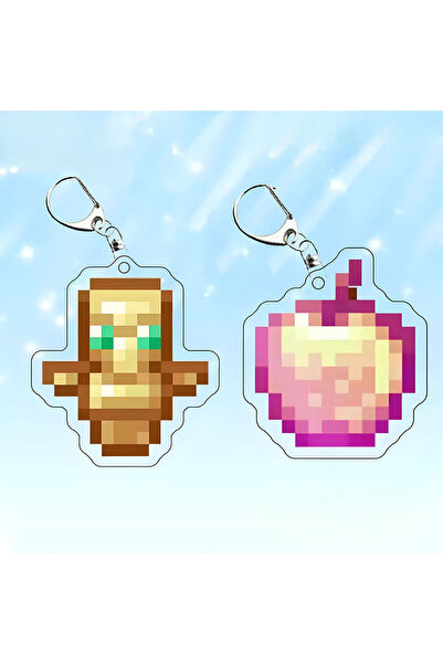 Choice26 Bandai 2 PCS Cartoon Pixel World Buddy Keychain, Survival Totem & Go...