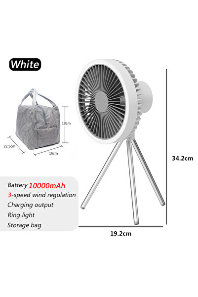 Choice White - Bag 10000mAh Outdoor Camping Rechargeable Fan Portable Office ...